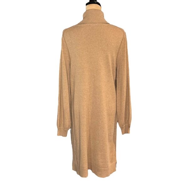 Margaret O'Leary Sweater Dress Sz.M Camel Cashmere Blend Staple Quiet Luxury - Picture 5 of 11